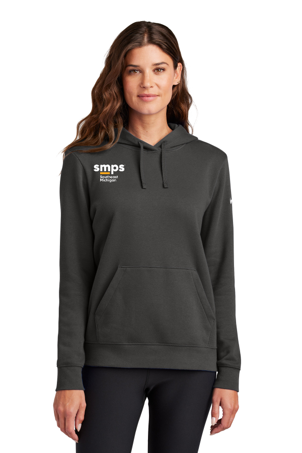 Nike Ladies Club Fleece Sleeve Swoosh Pullover Hoodie