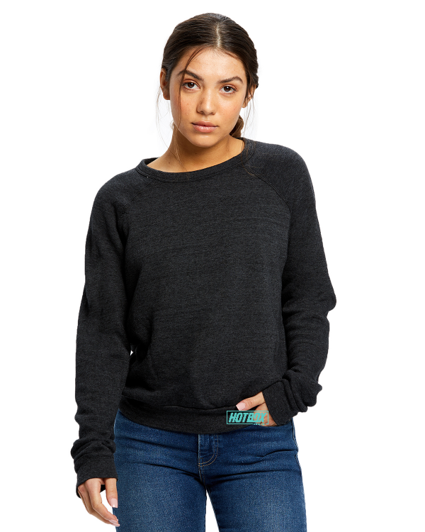 Ladies  Raglan Pullover Long Sleeve Crewneck Sweatshirt